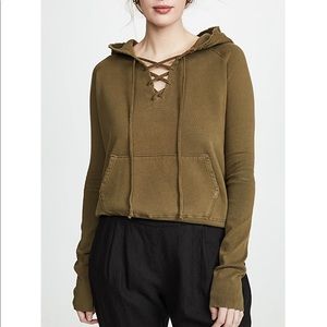 Nili Lotan Olive Lace-Up Hoodie